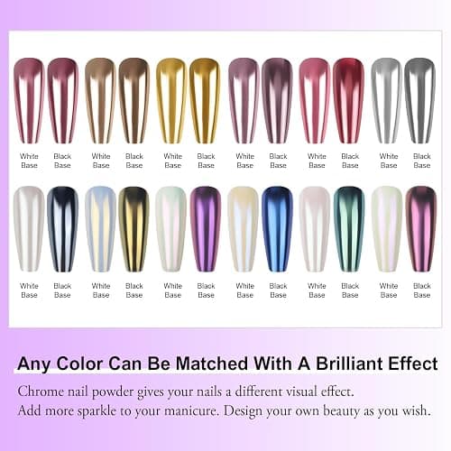LEDSUUEI Chrome Nail Powder - Super Mirror Effect Metallic Holographic Aurora Iridescent Pearlescent Rose Gold White Pearl Chrome Nail Powder for Nails Salon DIY thumbnail 3