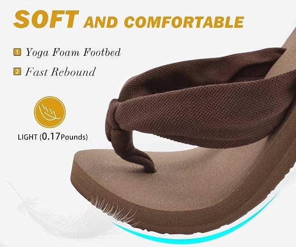 KuaiLu Flip Flops for Women with Arch Support Yoga Mat Comfortable Summer Beach Walking Thong Cushion Sandals Slip On Indoor Outdoor thumbnail 3