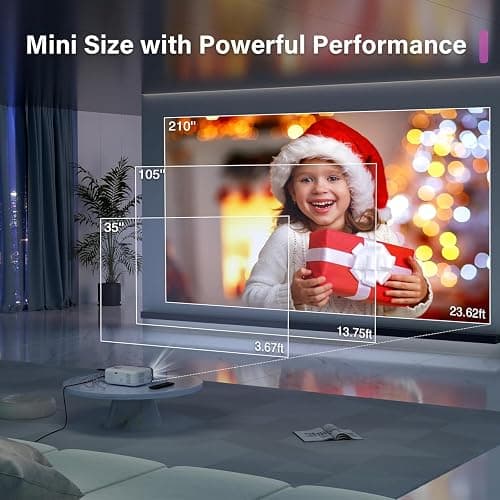 Mini Projector, VOPLLS 1080P Full HD WiFi Bluetooth Portable Projector, Outdoor Home Theater Movie Video Projector, 50% Zoom, Compatible with HDMl, USB, AV, Smartphone (15000L) thumbnail 5