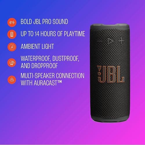 JBL Grip - Compact Bluetooth Speaker with Bold Pro Sound and Ambient Light, up to 14 Hours of Playtime, Water, Dust and Drop-Proof (IP68), & Multi-Speaker Connection with Auracast™ (Pink) thumbnail 9