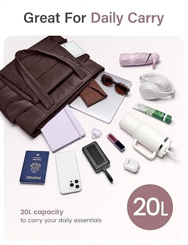 Uselike Tote Bag for Women with Zipper, Quilted Puffer Tote Bag with Compartments, Lightweight Puffy Work Bags for Women thumbnail 3