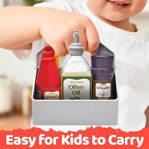 6 Pcs Condiment Toys with Storage Rack and Gift Box, Play Food Set for Kids Kitchen, Pretend Food Play Kitchen Accessories for Toddler, Preschool Learning Toys for Boy Girl, Pretend Grocery Store thumbnail 5