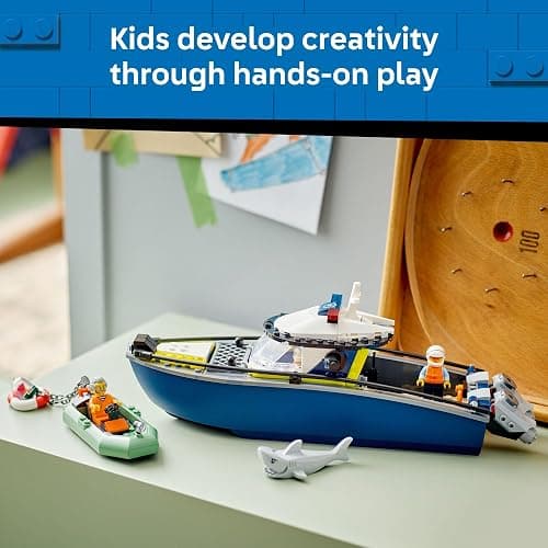 LEGO City Police Boat Chase Building Toy for Kids - Pretend Play Set for Boys & Girls, Ages 6+ - Building Blocks W/ 2 Floating Boat Toys for Playtime & Bath Time - Gift Idea for Birthdays- 60456 thumbnail 4