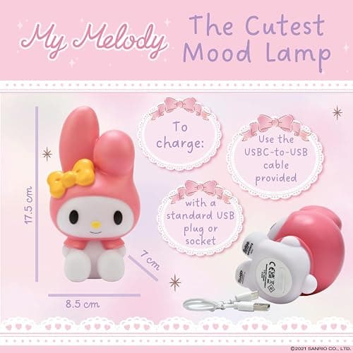 Blue Sky Studios Hello Kitty Character Light, Touch-Controlled Lamp for Girls Bedroom, Cute Kawaii Desk Decor, Collectible Merch Gift - My Melody thumbnail 5