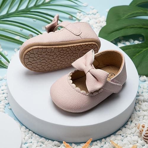 CENCIRILY Infant Baby Girls Mary Jane Flats Non Slip Soft Sole Prewalker Princess Wedding Dress Shoes thumbnail 5