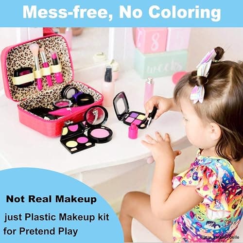 Tepsmigo Pretend Makeup Kit for Girls, Kids Pretend Play Makeup Set - with Cosmetic Bag for Birthday Christmas, Toy Makeup Set for Toddler, Little Girls Age 3+(Not Real Makeup) thumbnail 6