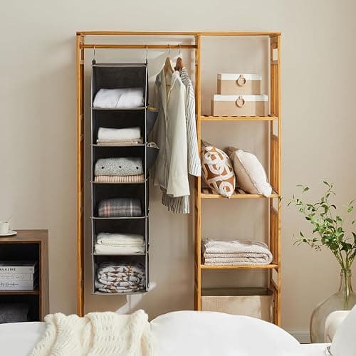 YOUDENOVA Hanging Closet Organizer and Storage, 6-Shelf Closet Hanging Storage Shelves, Grey - 1 - Grey thumbnail 2