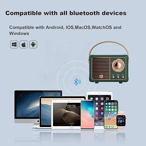Dosmix Retro Bluetooth Speaker, Vintage Decor, Mini Wireless Bluetooth Speaker, Cute Old Fashion Style for Kitchen Desk Bedroom Office Party Outdoor Accessories for iPhone Android (Green) thumbnail 4