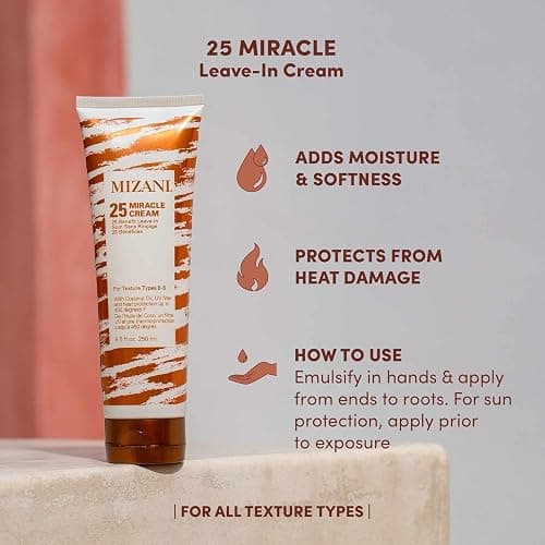 Mizani 25 Miracle Leave-In Curl Cream - Anti-Frizz Heat Protectant, Adds Lightweight Moisture & Softness, With Coconut Oil, For Natural & Curly Hair thumbnail 4