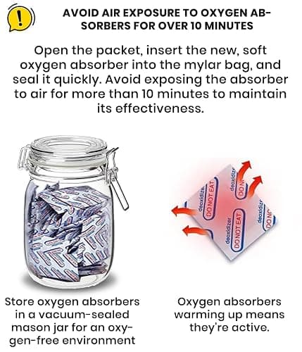 30 Mylar Bags for Food Storage 1 Gallon - Extra Thick 15 Mil - Long Term & Food Grade - Mylar Bags with Oxygen Absorbers 400cc- Zipper, Resealable, Stand-up Gousset - Bolsas Mylar con Abosrbentes thumbnail 6
