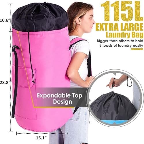 Laundry Bag 115L, College Dorm Room Essentials, Extra Large Laundry Bag with Straps, Heavy Duty Laundromat Bag, Large Laundry Backpack, Laundry Hamper Backpack for College, Dirty Clothes Bag for Dorm thumbnail 3
