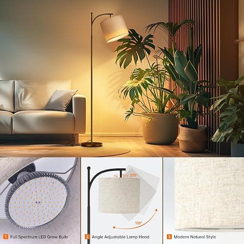 Bstrip Grow Lights for Indoor Plants Full Spectrum, 3000K Tall Plant Light, 25W Led Grow Light with Stand, Plant Lamp with Auto On/Off Timer Function, Angle Adjustable thumbnail 9