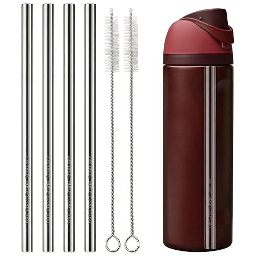 Metal Straws for Owala Free Sip 24 oz 32 oz, Replacement Stainless Steel Straw, Reusable BPA-Free Metal Straw for FreeSip 24/32oz, 4pcs Straws with 2 Cleaner Brush - Image 1