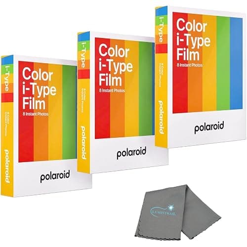 Polaroid Instant Color Film for i-Type Cameras 3 Pack, 24 Instant Photos, Works with Polaroid Now, Now+, I-2, & Lab, Bundle with a Lumintrail Cleaning Cloth - Image 1