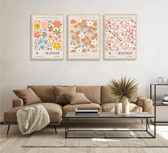 3Pcs Flower Market Canvas Wall Art Pink Aesthetic Posters Prints Danish Pastel Wall Decor Pictures for Living Room Hallway Bedroom Home Decoration Unframed - poster - 12x16inx3pcs thumbnail 6