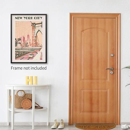 New York City Landscape Pink Posters Retro Us Landmarks Scenery Wall Art Vintage Bridge Canvas Painting for Living Room Bedroom Wall Decor 12x16 inch Unframed thumbnail 6