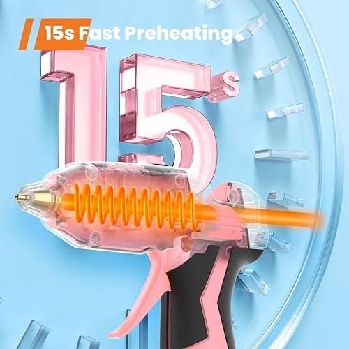 GoGonova Cordless Glue Gun, 15s Fast Preheating 2Ah Cordless Hot Glue Gun with 25 Pcs Premium Mini Glue Gun Sticks, USB-C Battery Rechargeable Hot Glue Gun, Smart Power-Off, Pink thumbnail 2
