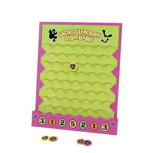 Fun Express Halloween Disk Drop Game 8 Piece Set - Premium Wooden Plinko Board Style Halloween Party Games for Kids & Adults | Fall Festival Carnival Games for Indoor & Outdoor Activities - Image 1