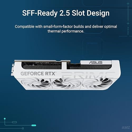 ASUS The SFF-Ready Prime GeForce RTX™ 5070 12GB GDDR7 White OC Edition Graphics Card (PCIe® 5.0, 12GB GDDR7, HDMI®/DP 2.1, 2.5-Slot, Axial-tech Fans, Dual BIOS) thumbnail 2