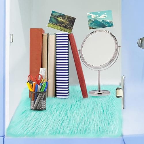 2 Pcs Locker Decor Rug for Middle ＆ High School Girls, 12" x 12", Lake Blue | Cosweet Mini Locker Accessories, Non-Skid Backing, Soft Fluffy Area Carpet, Aesthetic Nail Photography Props thumbnail 6