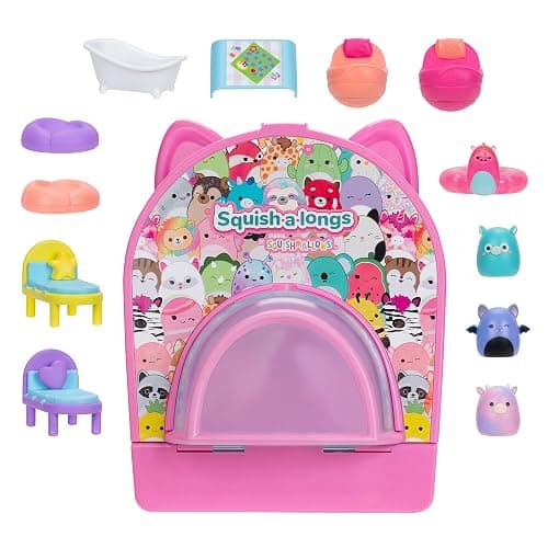 Squish-a-longs Party Pack On-The-Go Playset - Series 1 - Three 1” Mini-Squish with 9 Furnishings - Collect, Trade, & Play thumbnail 3