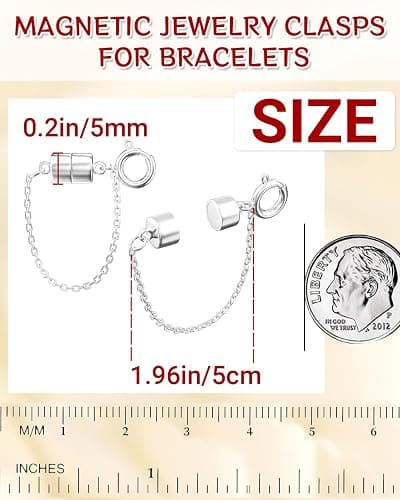 MKCYD 8Pcs Magnetic Bracelet Clasps and Closures with Safety Chain Never Fall Silver Bracelet Extender Converter Magnetic Clasps for Women thumbnail 3