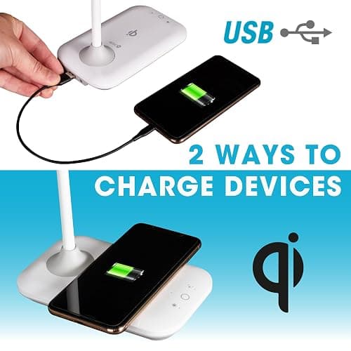 OttLite Achieve LED Sanitizing Desk Lamp Wireless Charging and USB Charging - Touch Activated, Flexible Neck, Modern Light for Reading, Crafting & Office Desktop thumbnail 9