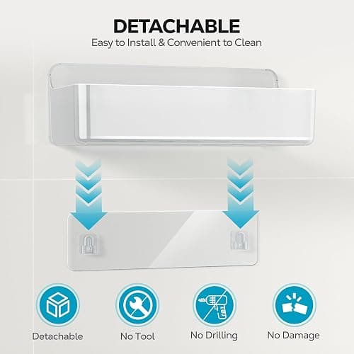Nieifi Adhesive Wall Shelf, Shower Shelves, Shower Organizer for Bathroom Organization (A-Clear, 3 pieces) thumbnail 5