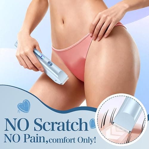 Bikini Trimmer for Women 2in1 High Power Epilators Hair Removal Waterproof Electric Razors Women's Electric Razor Pubic Hair Trimmer Shaver for Women for Ladies Pubic, Face, Underarms, Legs (Blue) thumbnail 2