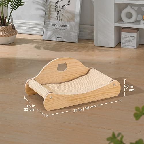 Avont Sisal Cat Scratcher Bed for Indoor Cats, Solid Wood Cat Scratching Lounge, No-Mess Horizontal Scratcher -Large thumbnail 5