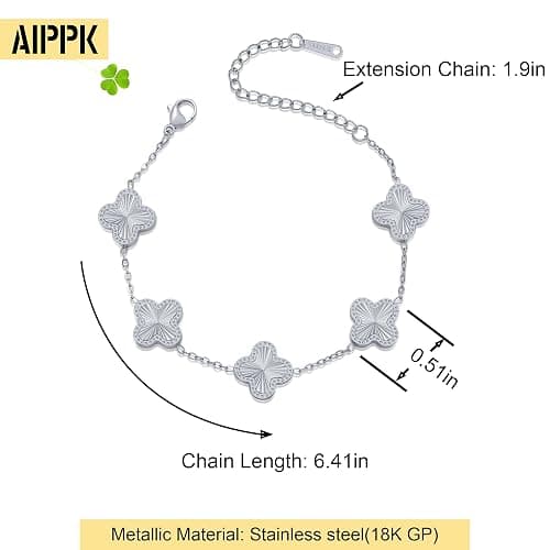 AIPPK 18K Gold Plated Clover Bracelet Dupes Gold Lucky Bracelet for Women Flower Four Leaf Bracelets Danity Jewelry Gifts for Women thumbnail 2