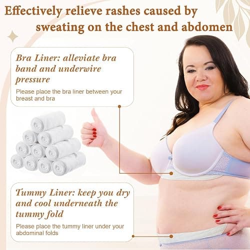 Wesnoy Cotton Tummy Liners and Bra Liners Set for Sweat Rash Skin Folds Plus Size Women Sweating Supplies thumbnail 5