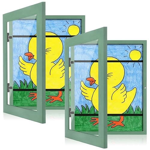 [2-Pack] Kids Art Frames, 8.5x11 Front Opening Kids Artwork Frames Changeable, Olive Green Artwork Display Storage Frame for Wall, Holds 50 Pcs, for 3D Picture, Crafts, Children Drawing, Hanging Art, - Olive Green - 8.5x11" - Image 1