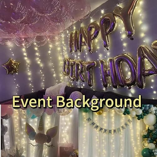 300LED Fairy Curtain Lights, 9.8x9.8Ft Warm White USB Plug in 8 Modes & Timer Christmas String Hanging Lights with Remote for Bedroom Indoor Outdoor Weddings Party Wall Decorations(Warm White) thumbnail 4