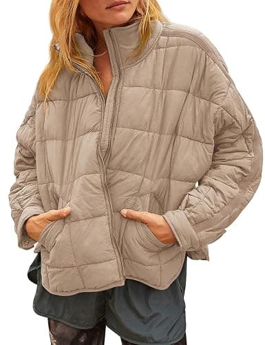 Gacaky Women's Baggy Lightweight Zip Puffer Jacket Warm Winter Down Coat with Pockets - Image 1