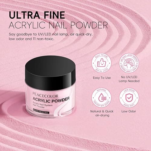 PEACECOLOR Acrylic Nail Kit Starter Kit, 3 Colors Pink Clear White Acrylic Powder Set with Nail Brush Cuticle Oil Nails Forms Nail Art Basic Kit for Women Home DIY thumbnail 4