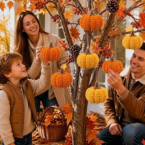 kuchisity 12 Pack Pumpkin Decor Crochet Small Pumpkins Knit Pumpkins Farmhouse Thanksgiving Gift Table Centerpiece for Mantel Halloween Decorations thumbnail 5