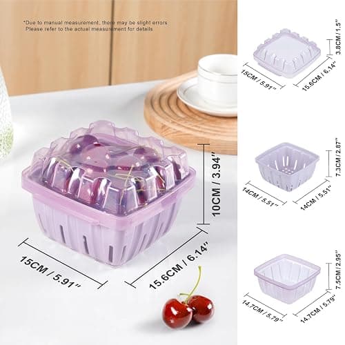 CUISITOOL Berry Basket, 3-in-1 Berry Keeper Box, 1 Quart Vented Plastic Berry Containers for Fridge, Fruit Colander for Strawberry Blueberry Raspberry, Reusable for Farmer Market Grocery thumbnail 3