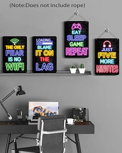 Drsoum Video Gamer Room Decor for Boys Gaming Wall Decor Neon Gaming Room Metal Sign 12 x 8 Inch Set of 4 - Gamer Wall Decor Teenage Boy Room Decor thumbnail 4