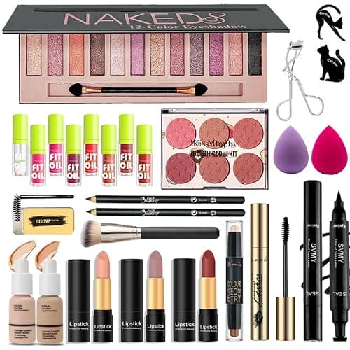 28 Pcs All in One Full Makeup Kit for Women, Makeup Set for Women&Beginner,Eyeshadow, Foundation, Lipsticks, Eyeliner, Mascara, Brow Soap Make Up Gift Set for Women Teen Makeup Kit For Girl - Image 1