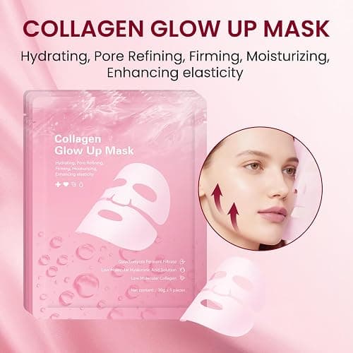 baioribe Qu𝖆𝖘Bio-Collagen Face Mask Overnight, Hydrating Korean Sheet Mask, Collagen Glow Up Firm Skin Deep Hydrating Masks for Pore Minimization - Glow like Glass Skin (2 Box (8 Pcs)) thumbnail 2