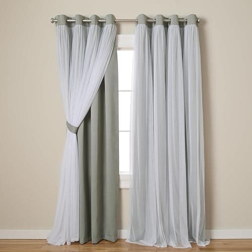 TOWN & COUNTRY LUXE Talia Double Layer Indoor Curtains, Sheer and Room Darkening Blackout, Grommet Top, Energy Efficient, 2-Pack Set, 52"W x 84"L (Pack of 2), Rose Blush - Rose Blush - 52"W x 84"L (Pack of 1) thumbnail 2