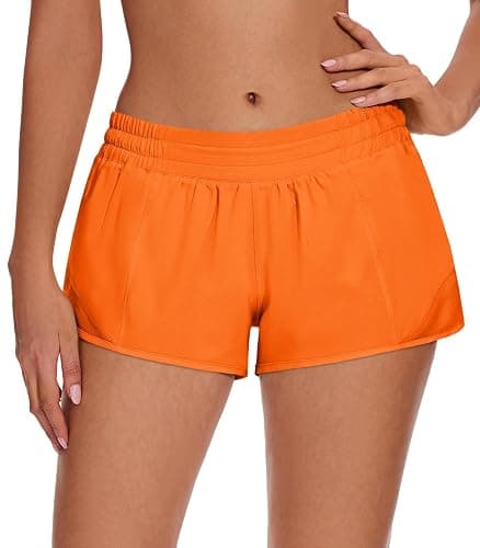 AugIris Athletic Running Shorts for Women with Zipper Pocket,Soft Lightweight Gym Workout Shorts with Mesh Liner Quick Dry - Image 1