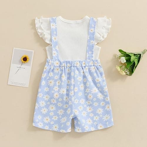 Kids Baby Girl Summer Clothes T-Shirt Tops Suspender Overalls Shorts Toddler Infant Outfit thumbnail 3