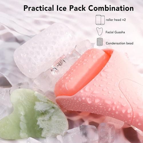 huefull Ice Roller for Face with 2 Rollers and Gua Sha Facial Tools, Face Roller for Self Care, Guasha Tool for Face, Puffiness Relief, Skin Care Gifts for Woman Men, Self Care Gifts thumbnail 3