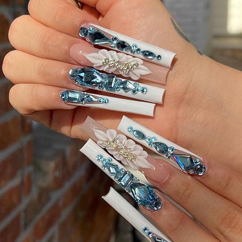Yzzseven 14 Types of 700 Lake Blue Diamonds + 2100 Flat Rhinestones Mix 20 Styles Flatback DIY Crafts Rhinestone Crystals 3D Ornament‌s Flat Back Stones Set + Tweezers + Drill Pen thumbnail 6