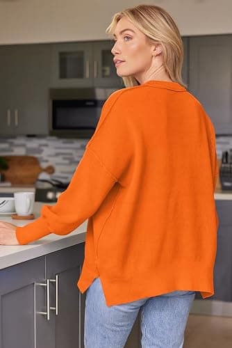 LILLUSORY Women's Oversized Batwing Sweaters 2025 Fall Outfits Trendy Crewneck Knit Side Slit Fashion Pullover Tops thumbnail 2