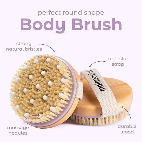 MainBasics Dry Brushing Body Brush for Lymphatic Drainage, Dry Skin, Cellulite, Blood Circulation with Exfoliating Natural Bristles and Massage Nodes for Flawless Skin thumbnail 7