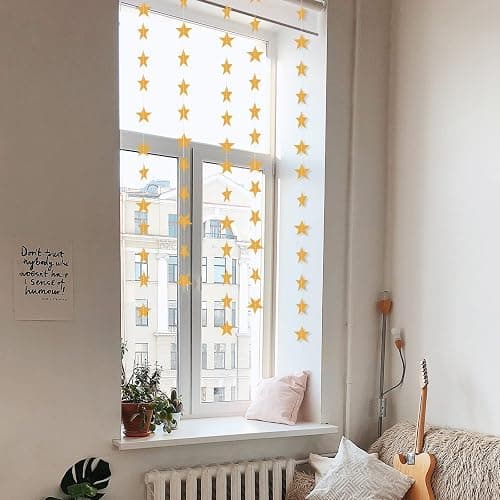 65 Feet Paper Star Garland Banner Decoration, 5 Pack Star Bunting Garland, Hanging Star Streamers Backdrop for Birthday Party Wedding Graduation Baby Bridal Shower Prom Decor (Gold) thumbnail 2