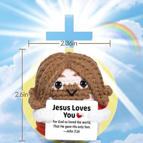 ZooWhale Mini Jesus Gifts Positive Emotional Crochet Jesus Plush Doll ,Christian Gifts for Women Men, Spiritual Faith Based Bible Verse Inspirational Gifts Presents, Handmade Small God Jesus, Christian Gifts for Women, Easter & Religious Activities (Jesus-Mini) thumbnail 4